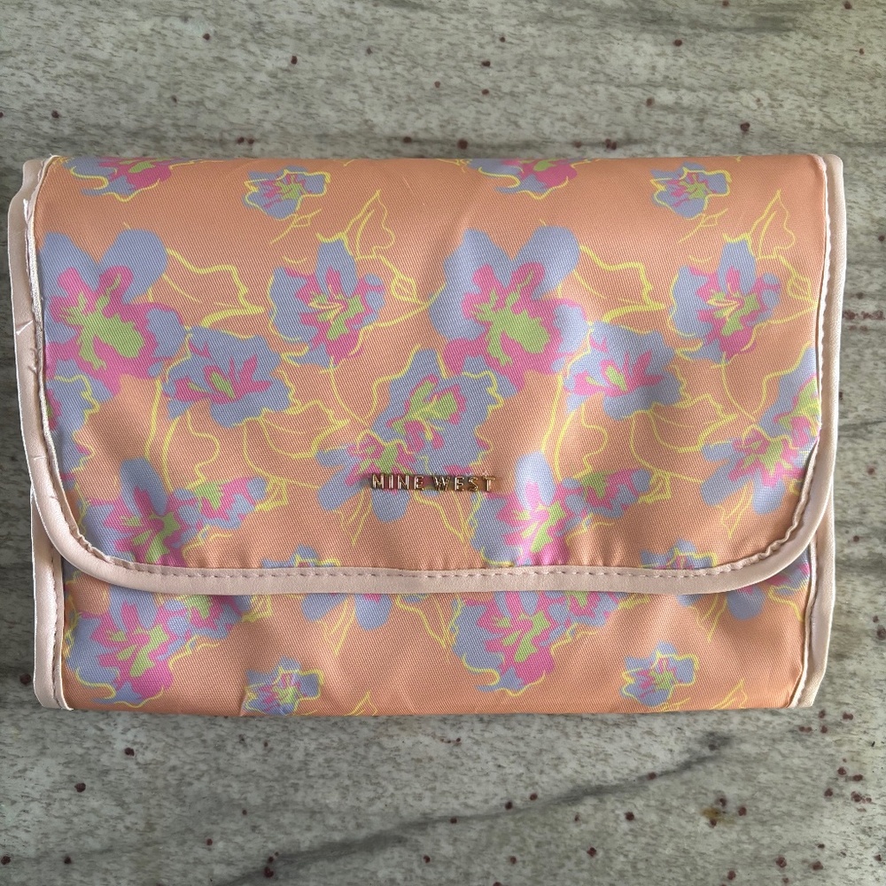 Nine West Toiletry Bag, Hanging Makeup Organizer, Pastels